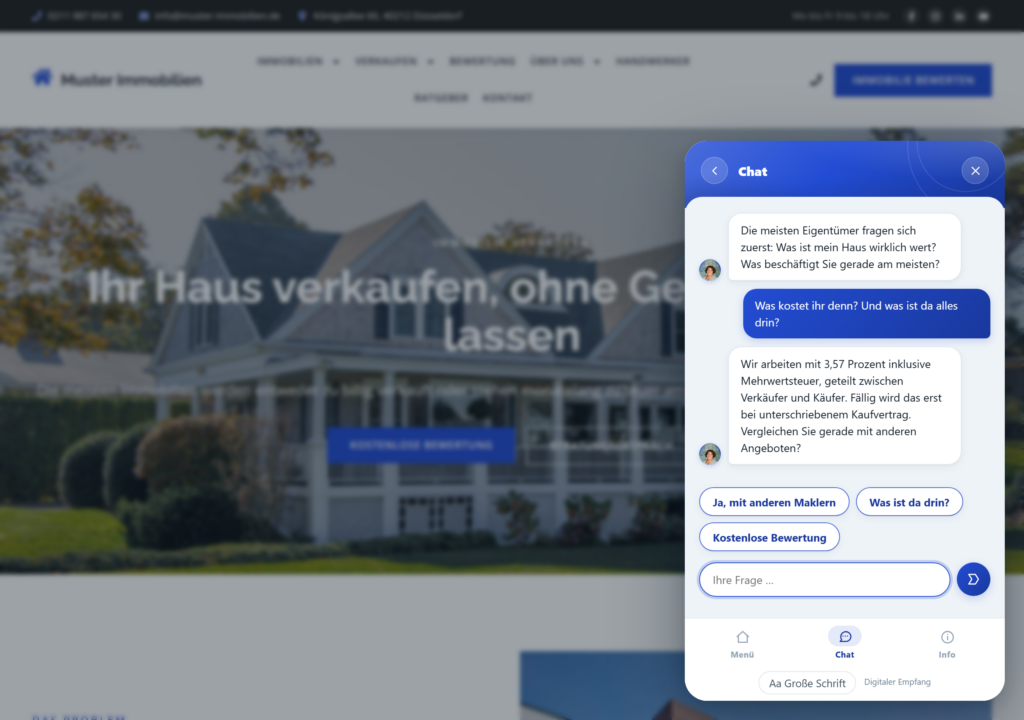 KI-Verkaufsassistent beantwortet eine Frage im Chat